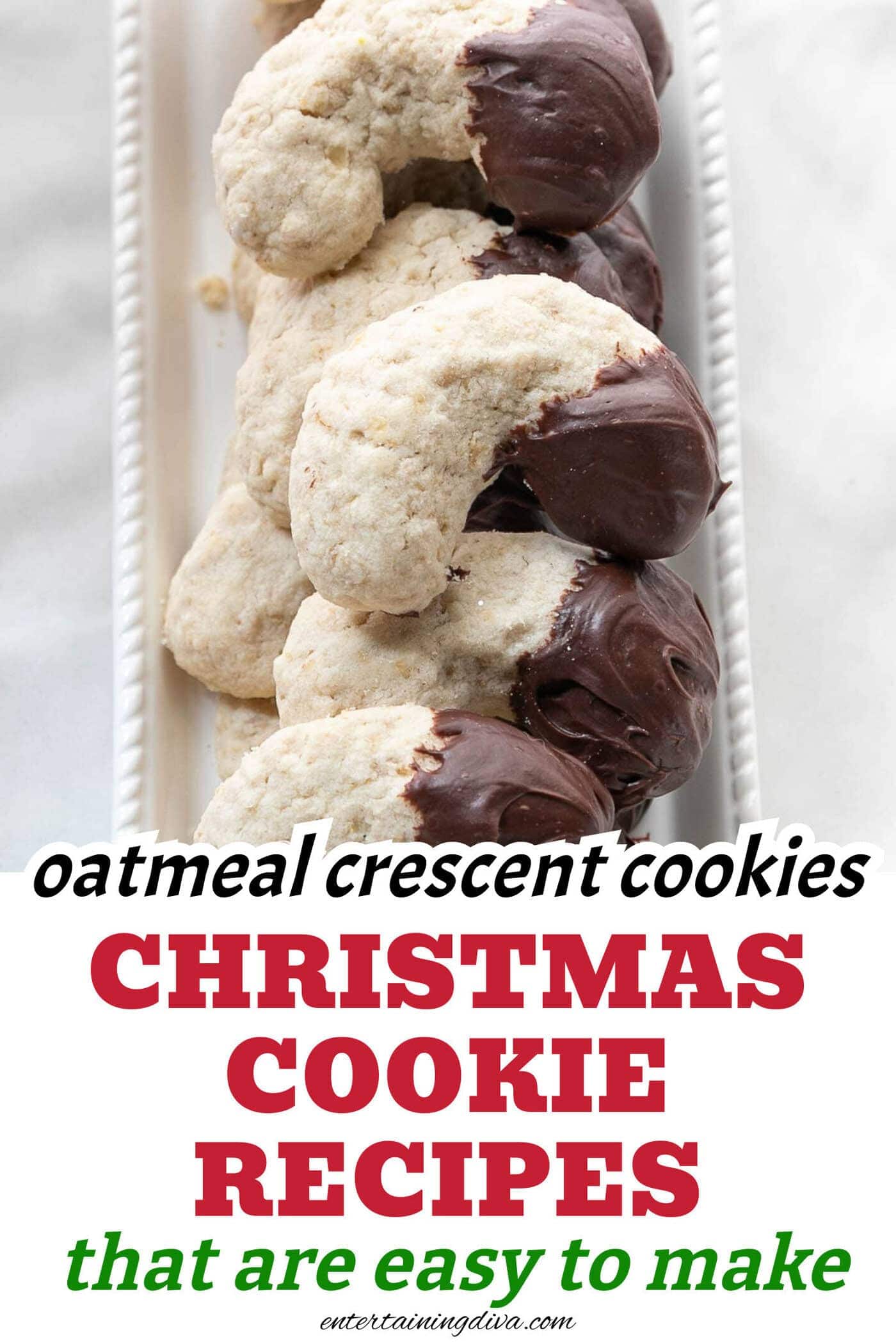 easy chocolate dipped oatmeal crescent cookies