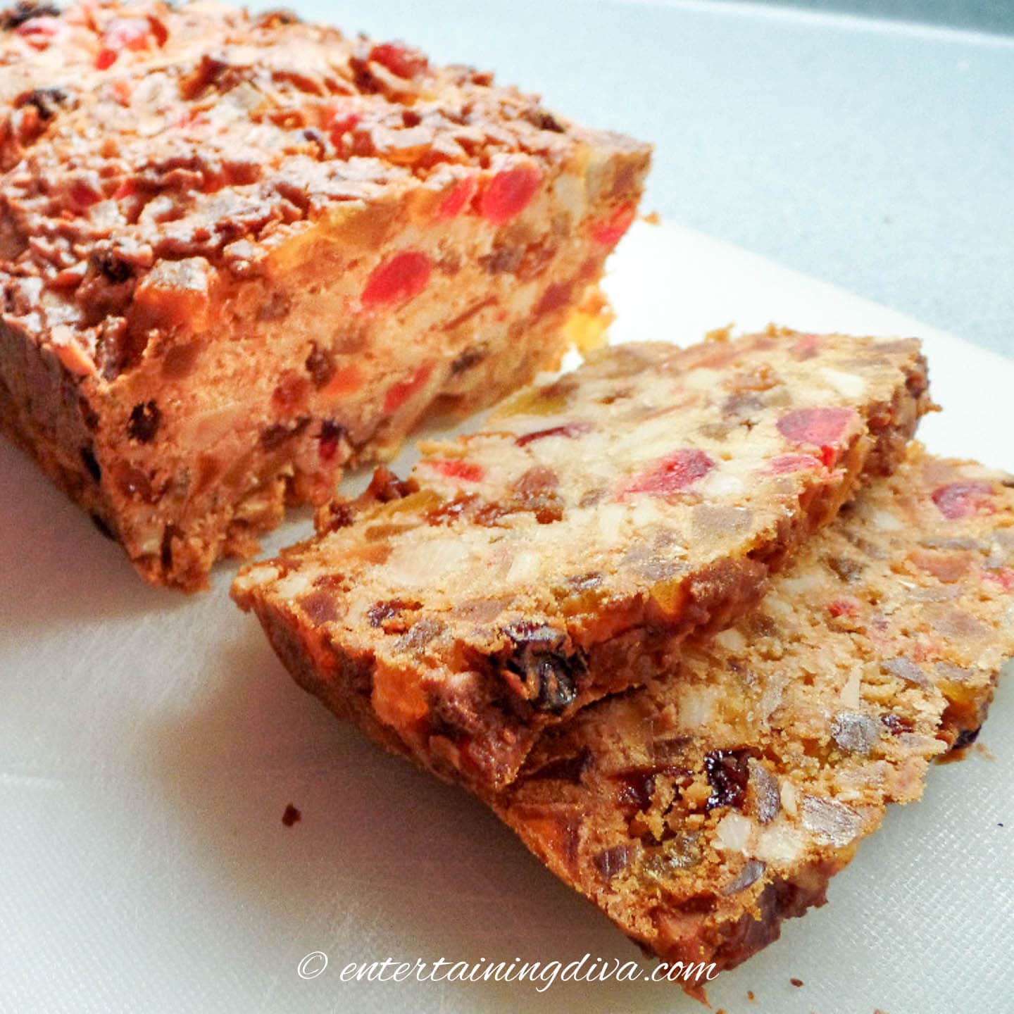 Slices of traditional Christmas fruit cake
