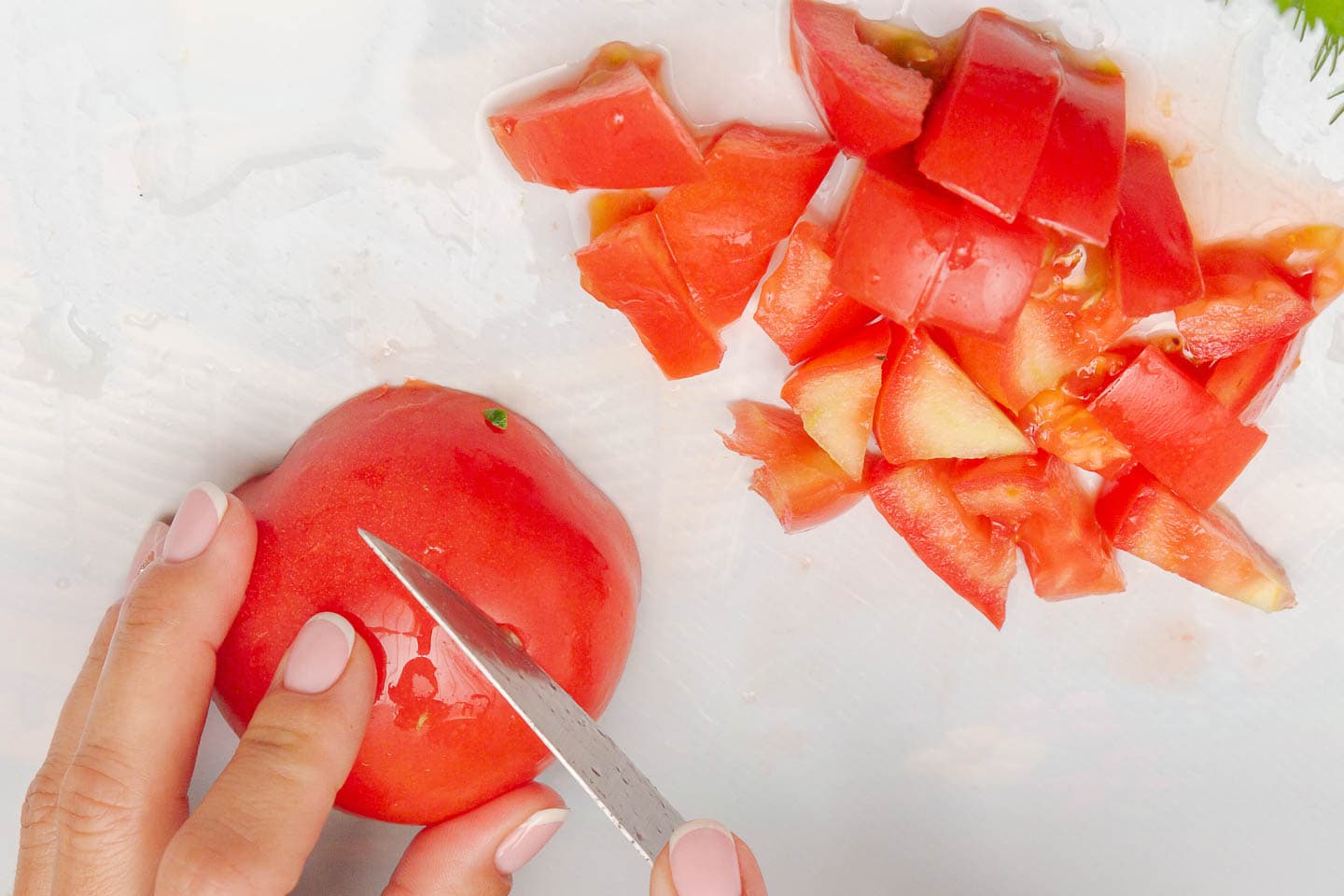 dicing tomatoes