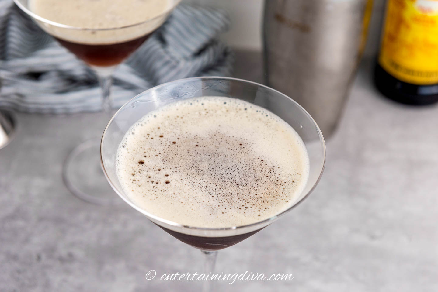 top of an espresso martini with froth on it