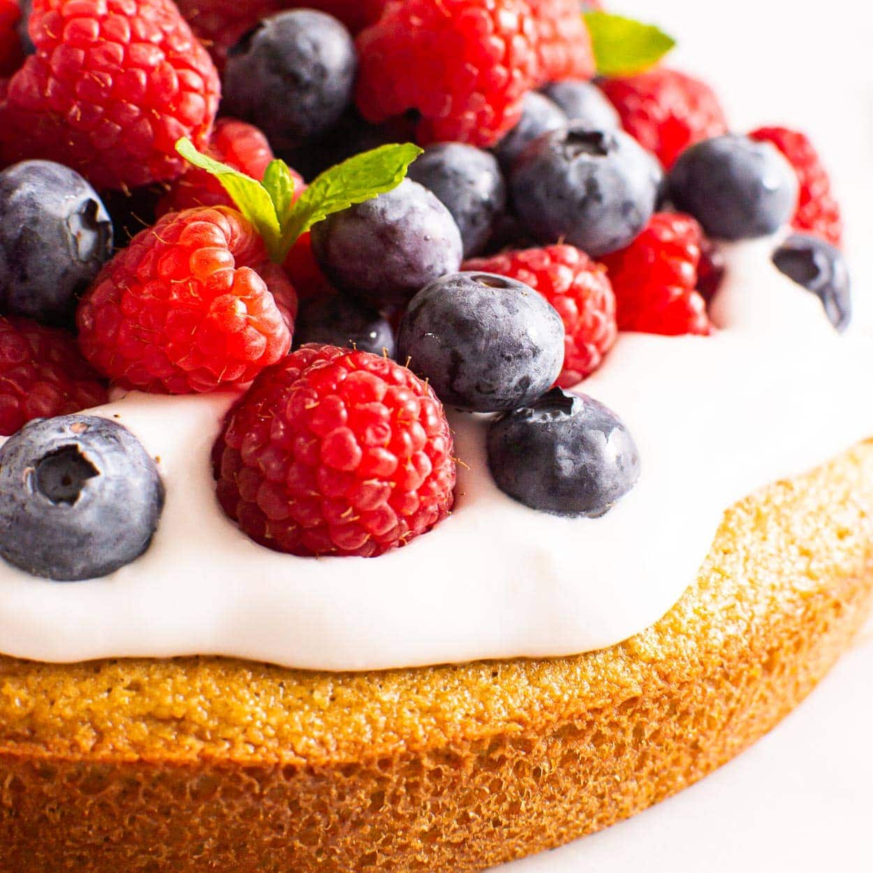 gluten-free almond flour cake with summer berries