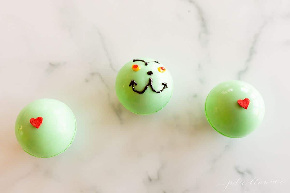 Grinch hot chocolate bombs