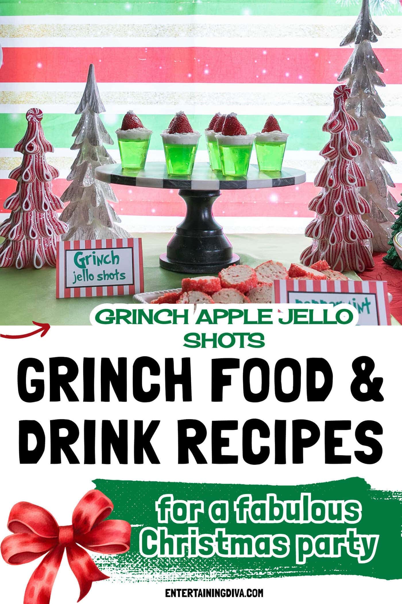 Close up of appletini jello shots with spoon