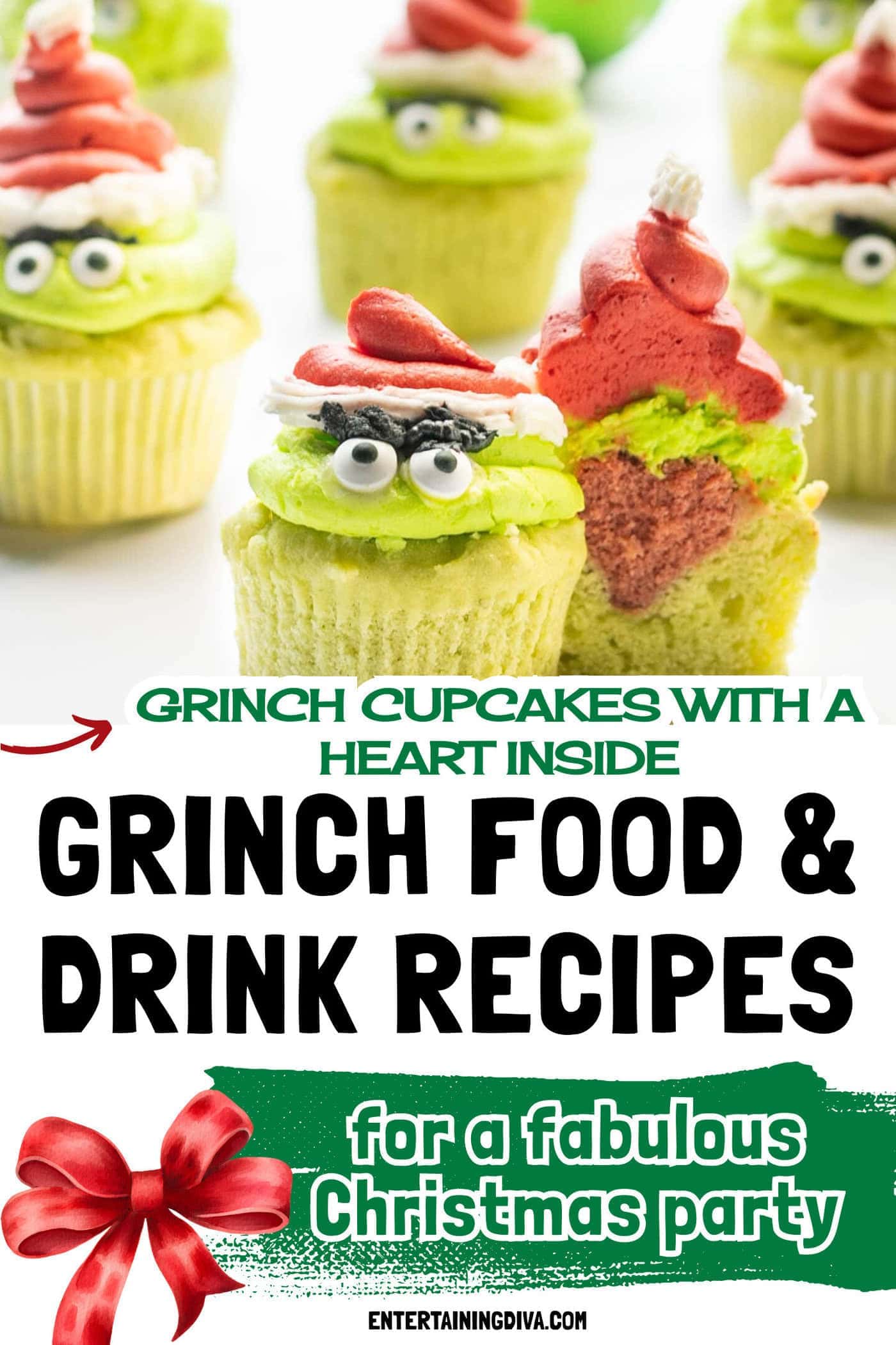 grinch cupcakes with a heart inside