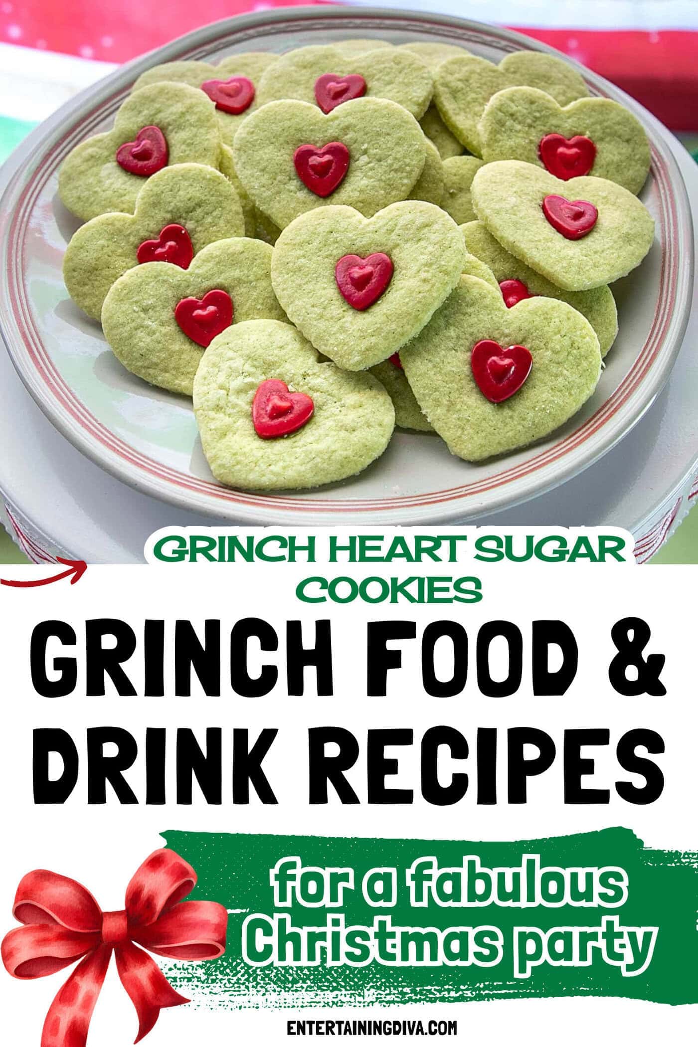 Grinch heart sugar cookies