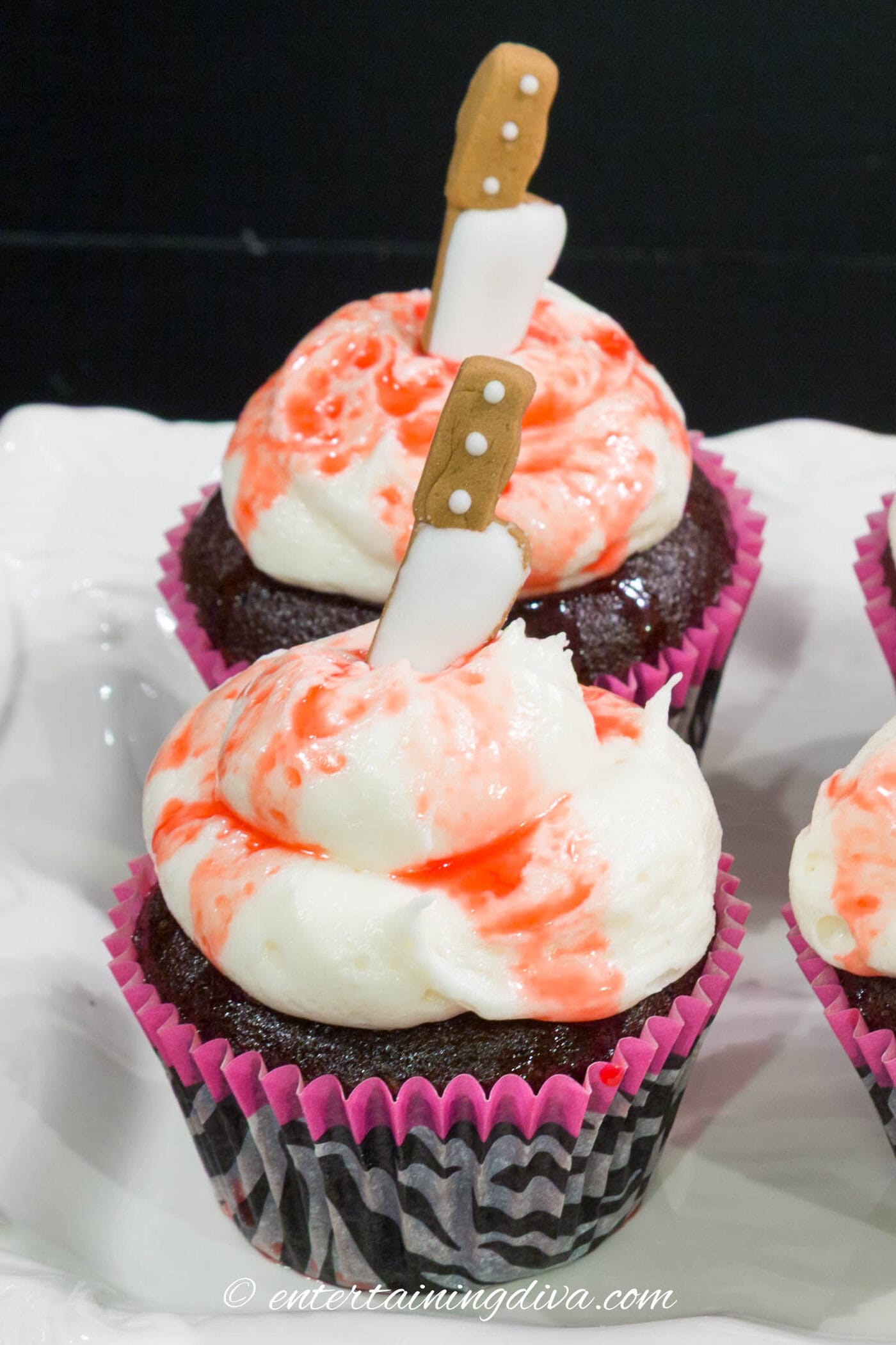 Bloody Knife Halloween Cupcakes