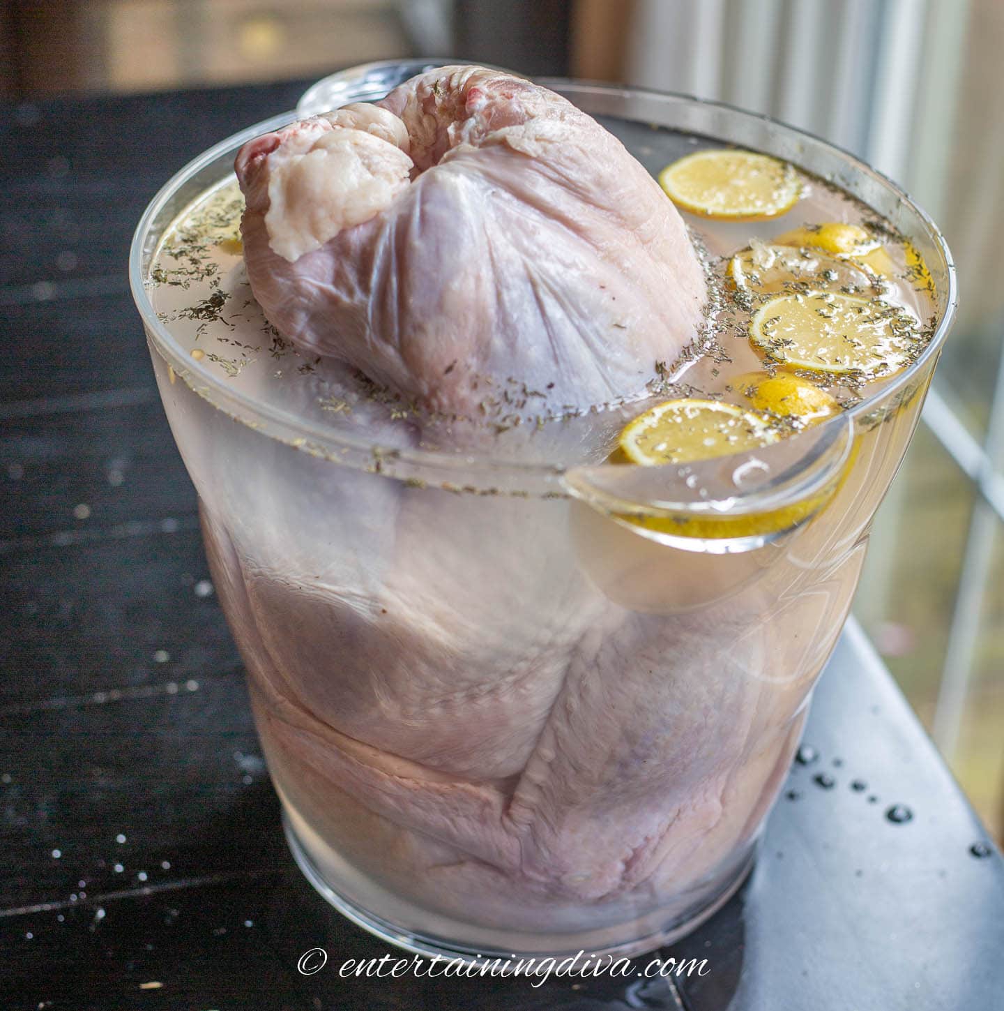 Turkey brining in an ice bucket