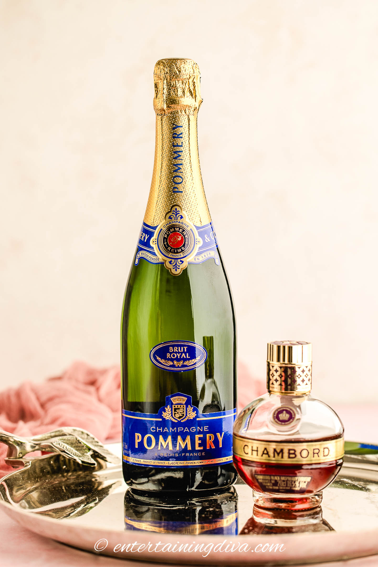 kir royale ingredients - champagne and chambord