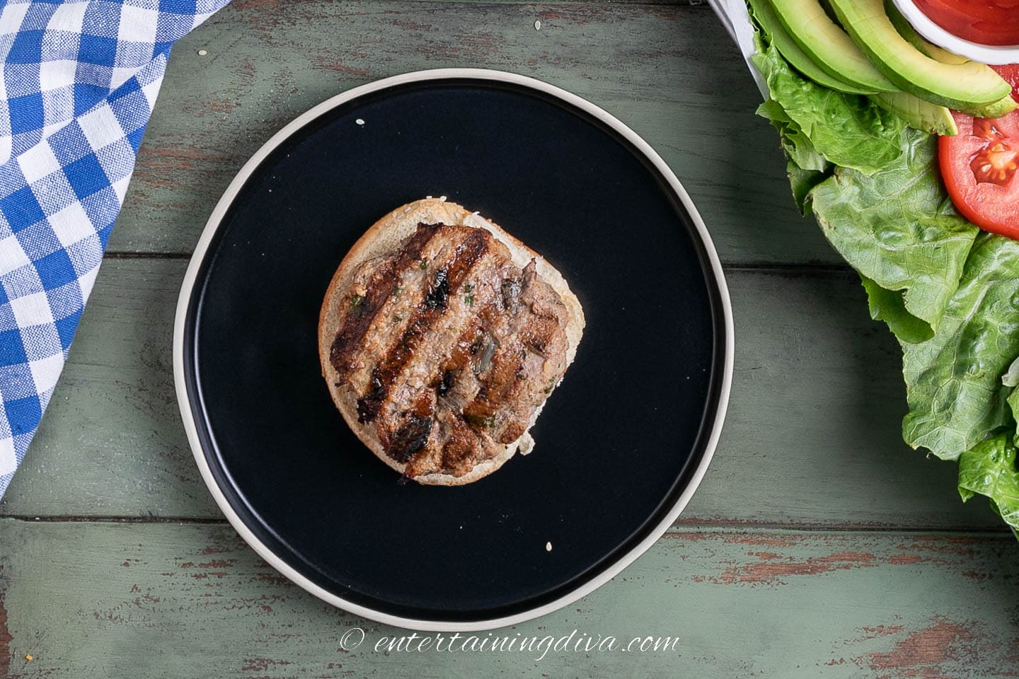 lemon cilantro turkey burger on a plate