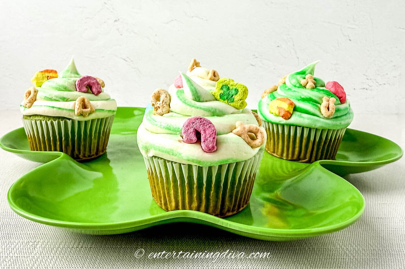 A plate of lucky charms cupcakes