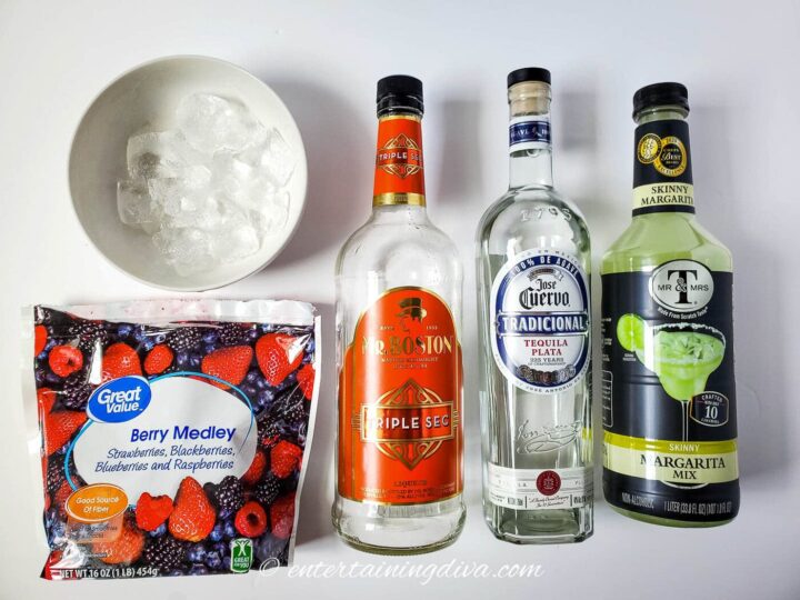 mixed berry frozen margaritas ingredients