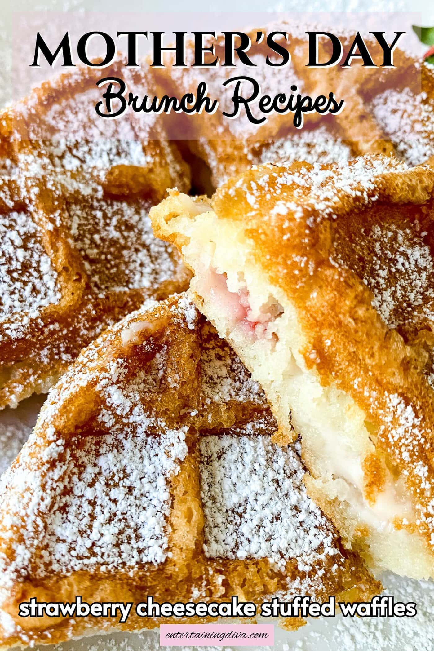 strawberry cheesecake stuffed waffles