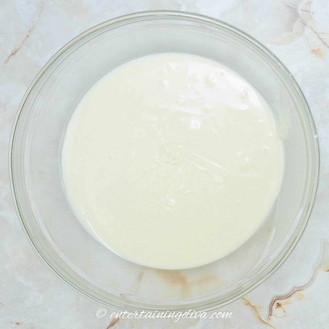 a bowl of melted white chocolate