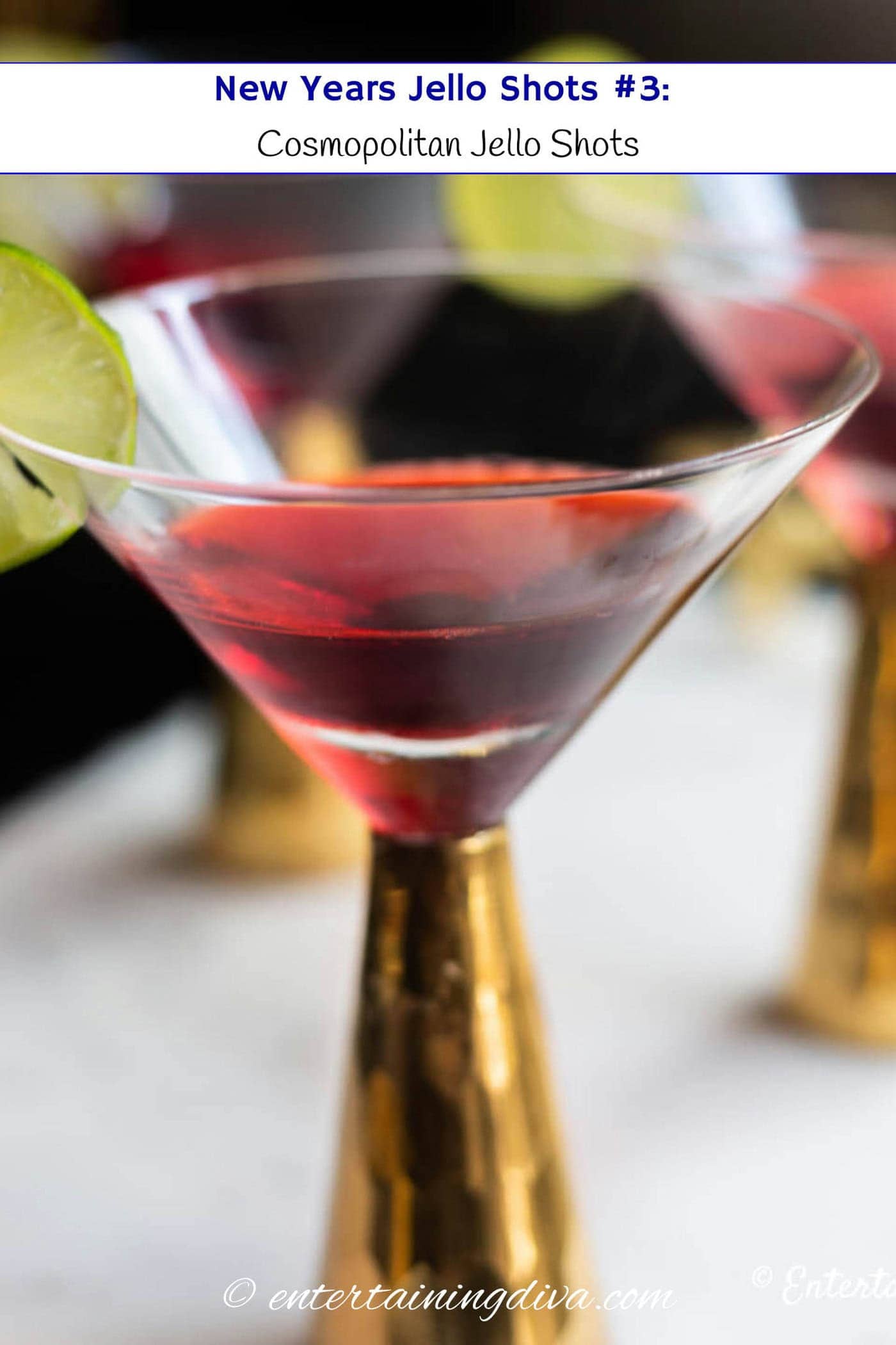 New Years Jello Shots: Cosmopolitan jello shots