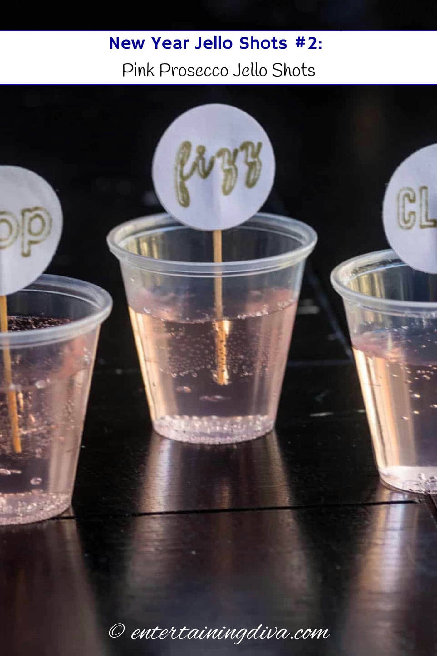 New year Jello Shots: Pink Prosecco jello shots