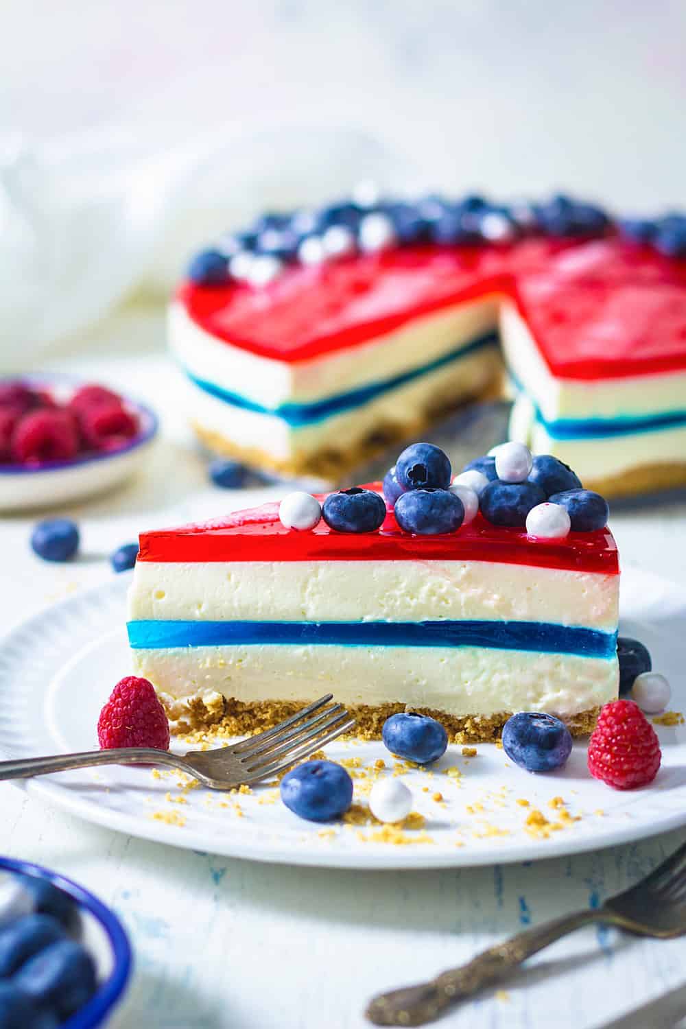 red, white and blue jello no bake cheesecake