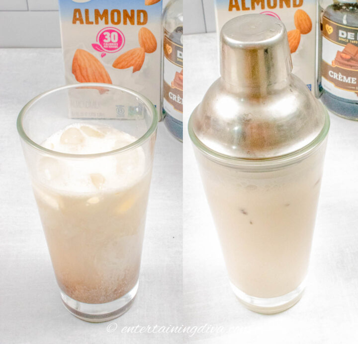 peanut butter cup whiskey cocktail in a shaker