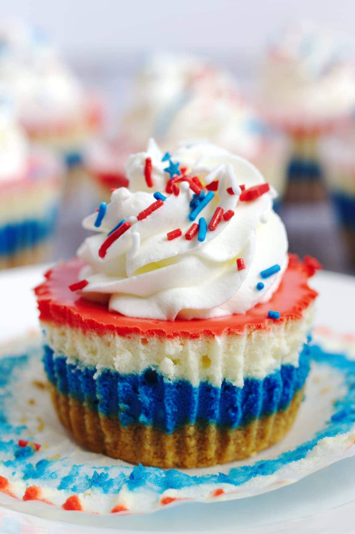 patriotic layered mini cheesecakes
