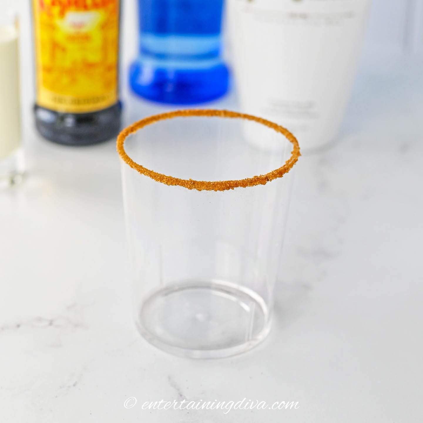 Cinnamon sugar rim on a glass