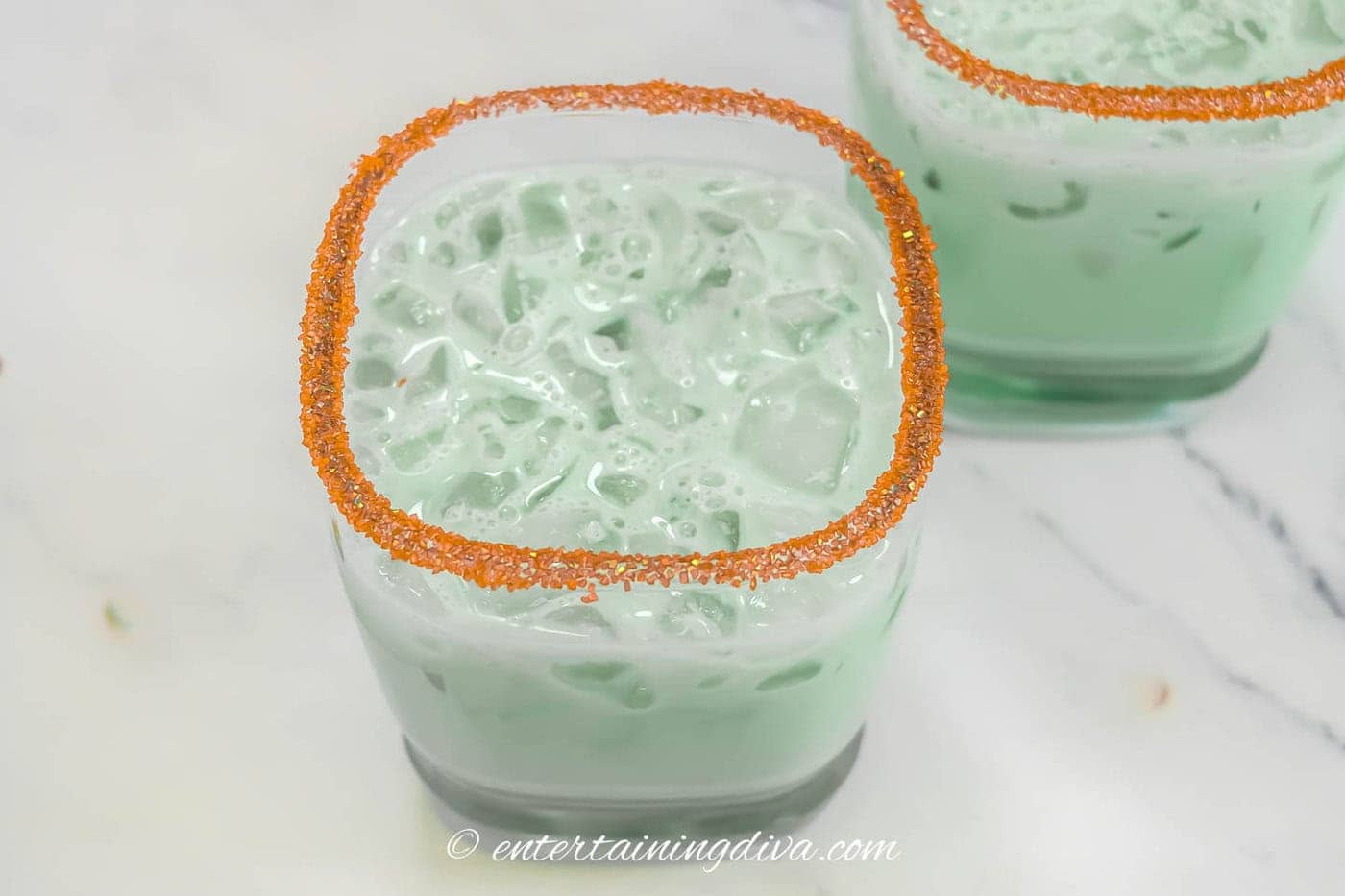 Close up of a shamrock shake cocktail