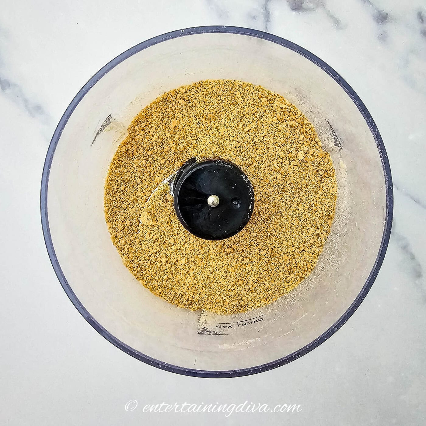 crushed graham crackers in a food processor