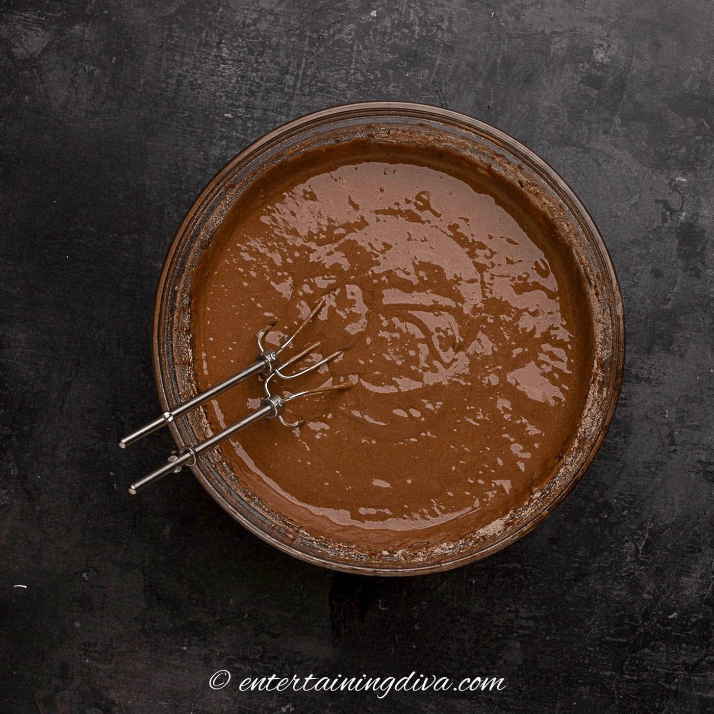 chocolate cake batter in a bowl
