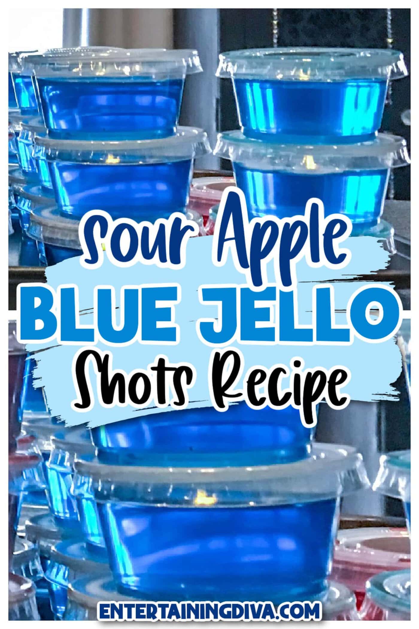 blue jello shots being mixed in a bowl