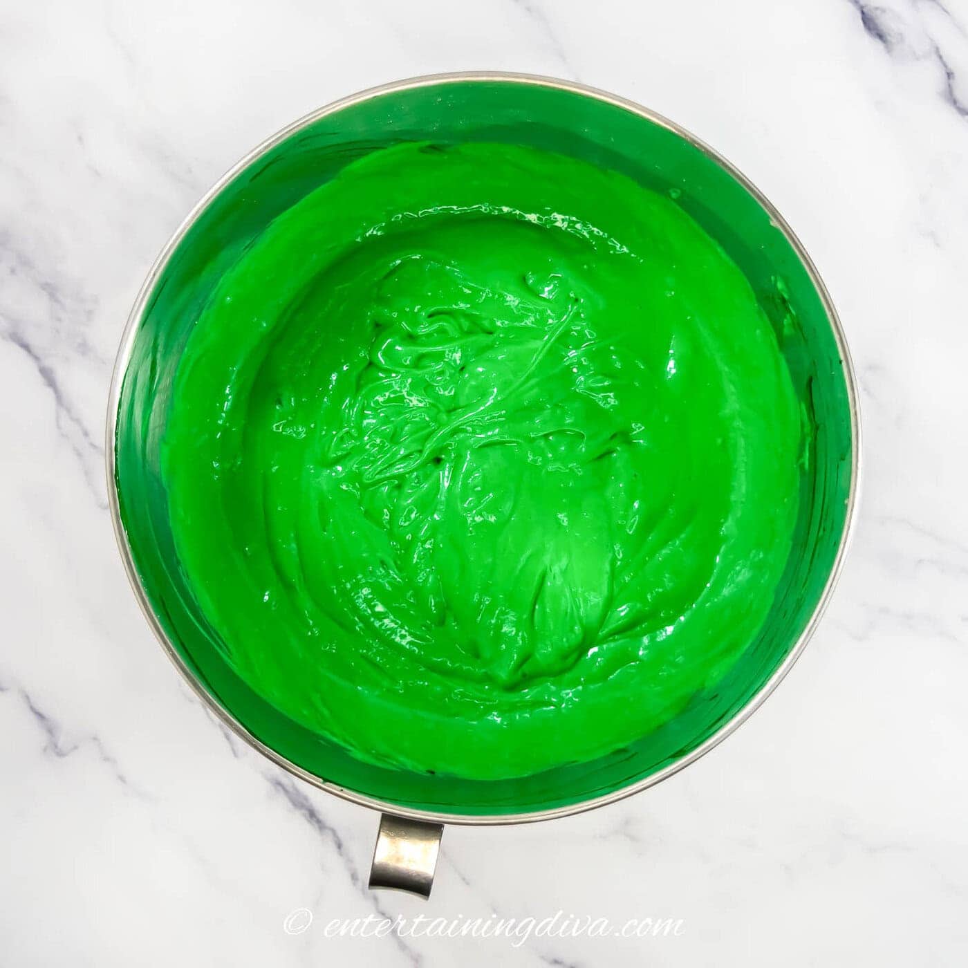 cake batter that has been mixed with green food color