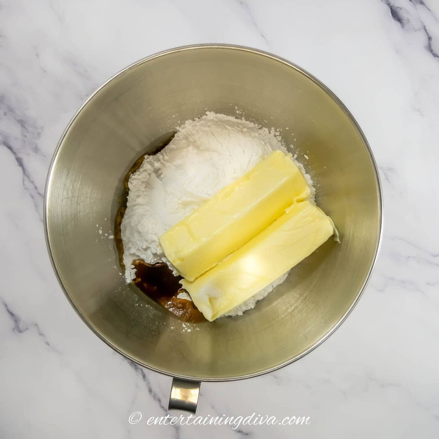 icing ingredients in a mixing bowl