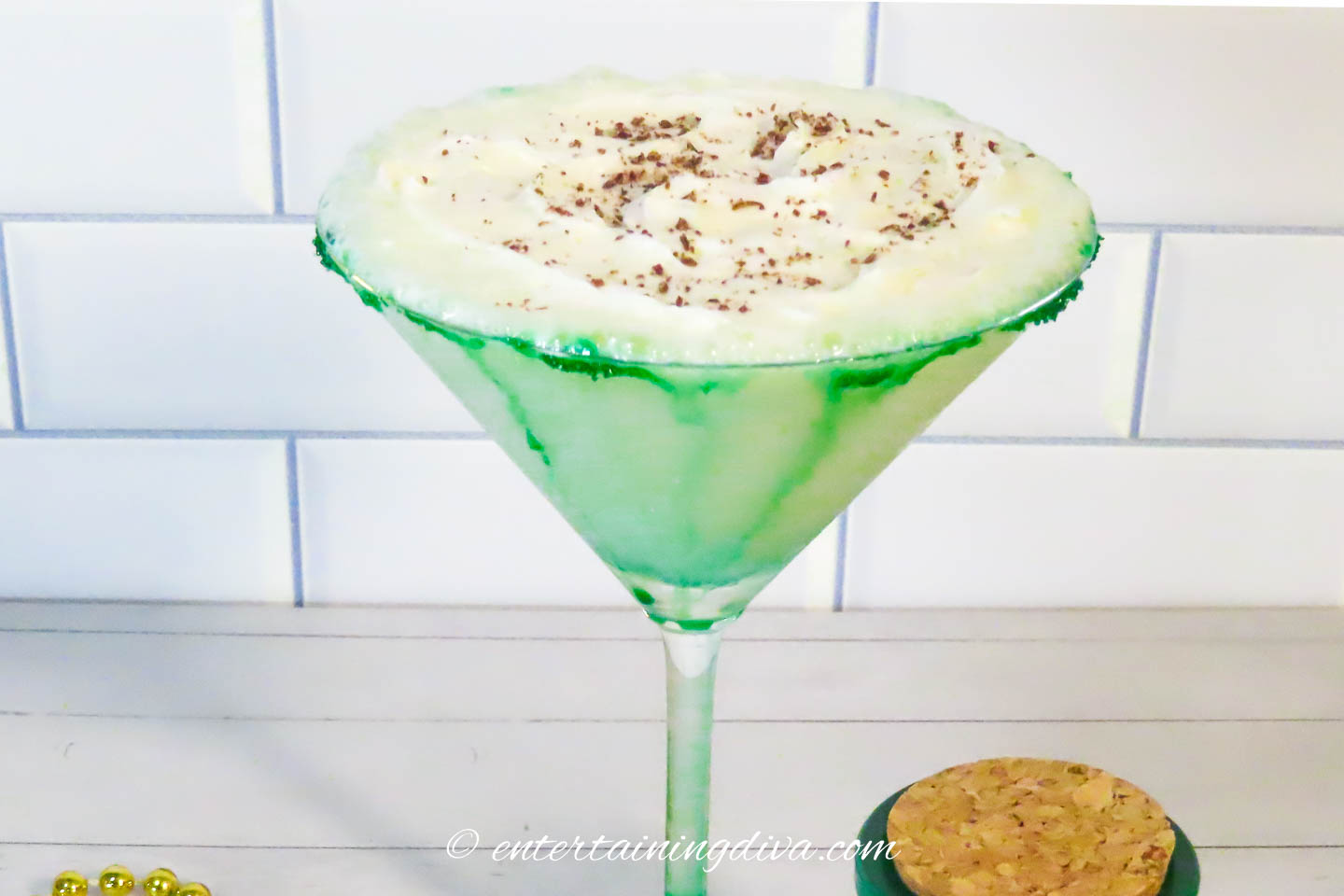 Green mint martini for St Patrick's Day