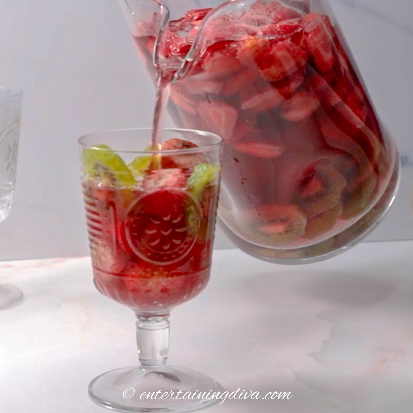 Sangria being poured into a glass