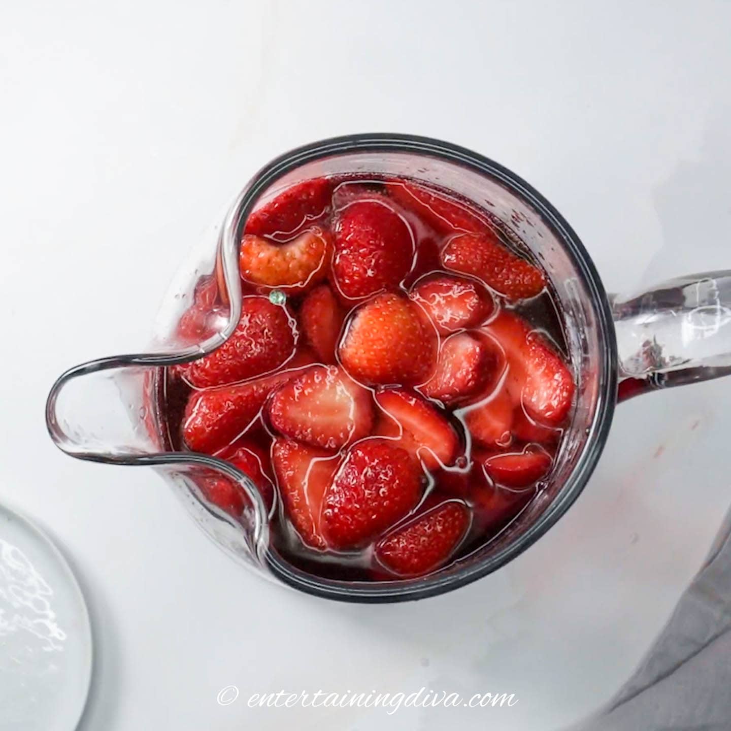 overhead picture of sangria in a pitcher