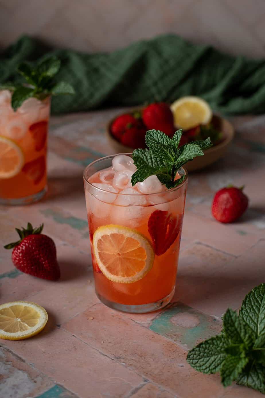 Strawberry vodka cocktail made with homemade lemonade
