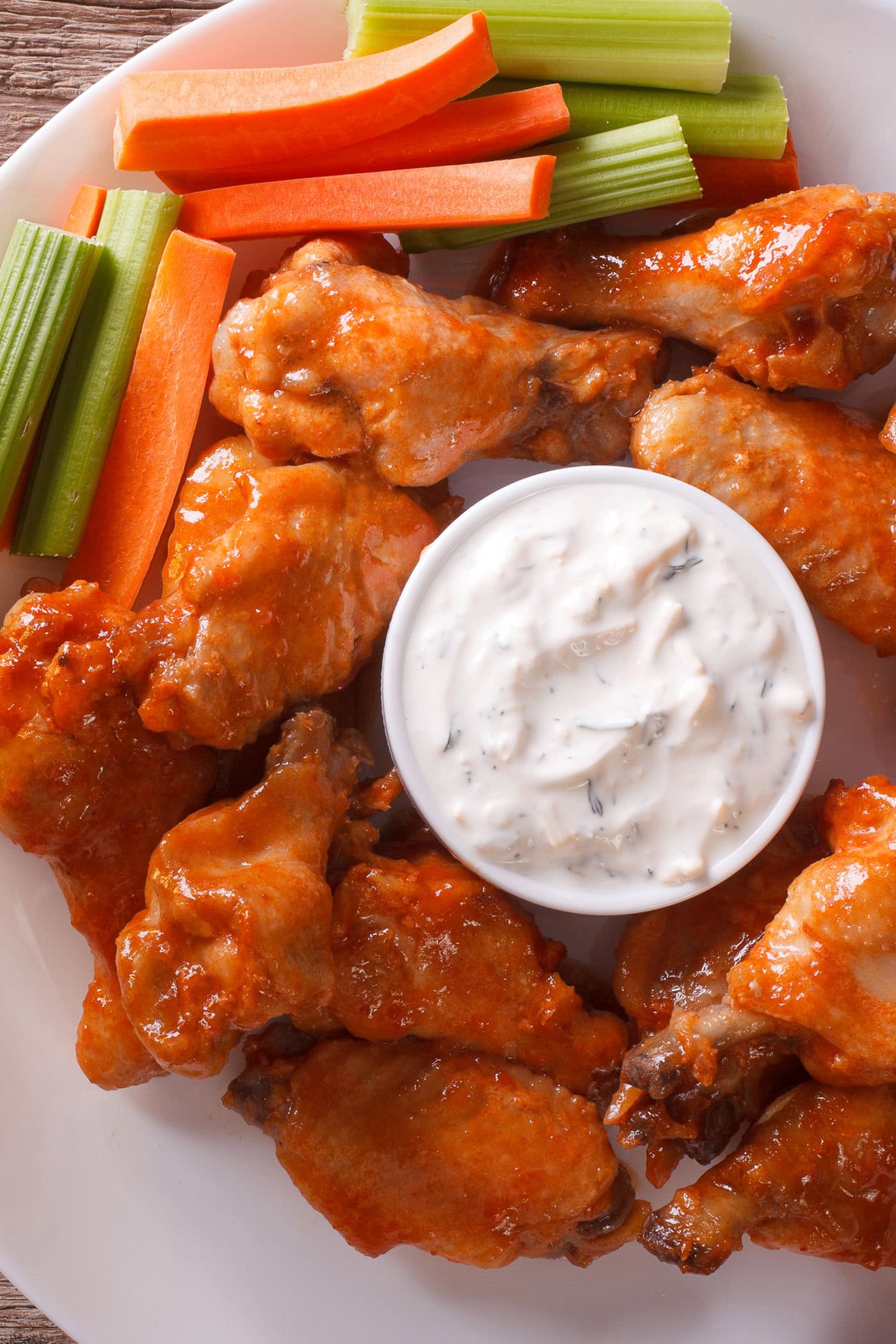 baked buffalo chicken wings on a plate