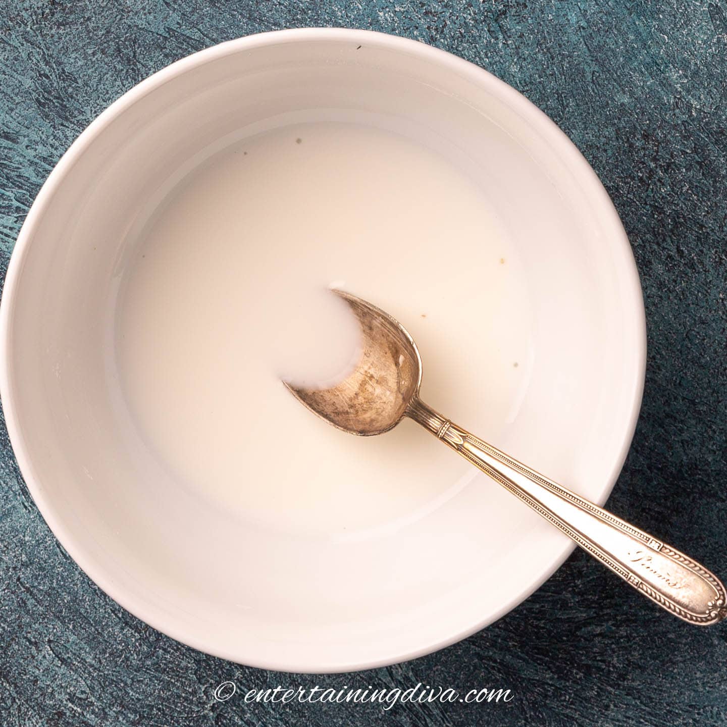 Corn starch and water mixed in a bowl
