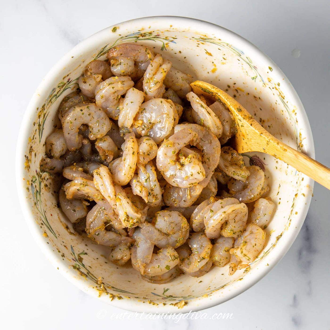 shrimp tossed in Thai red curry marinade