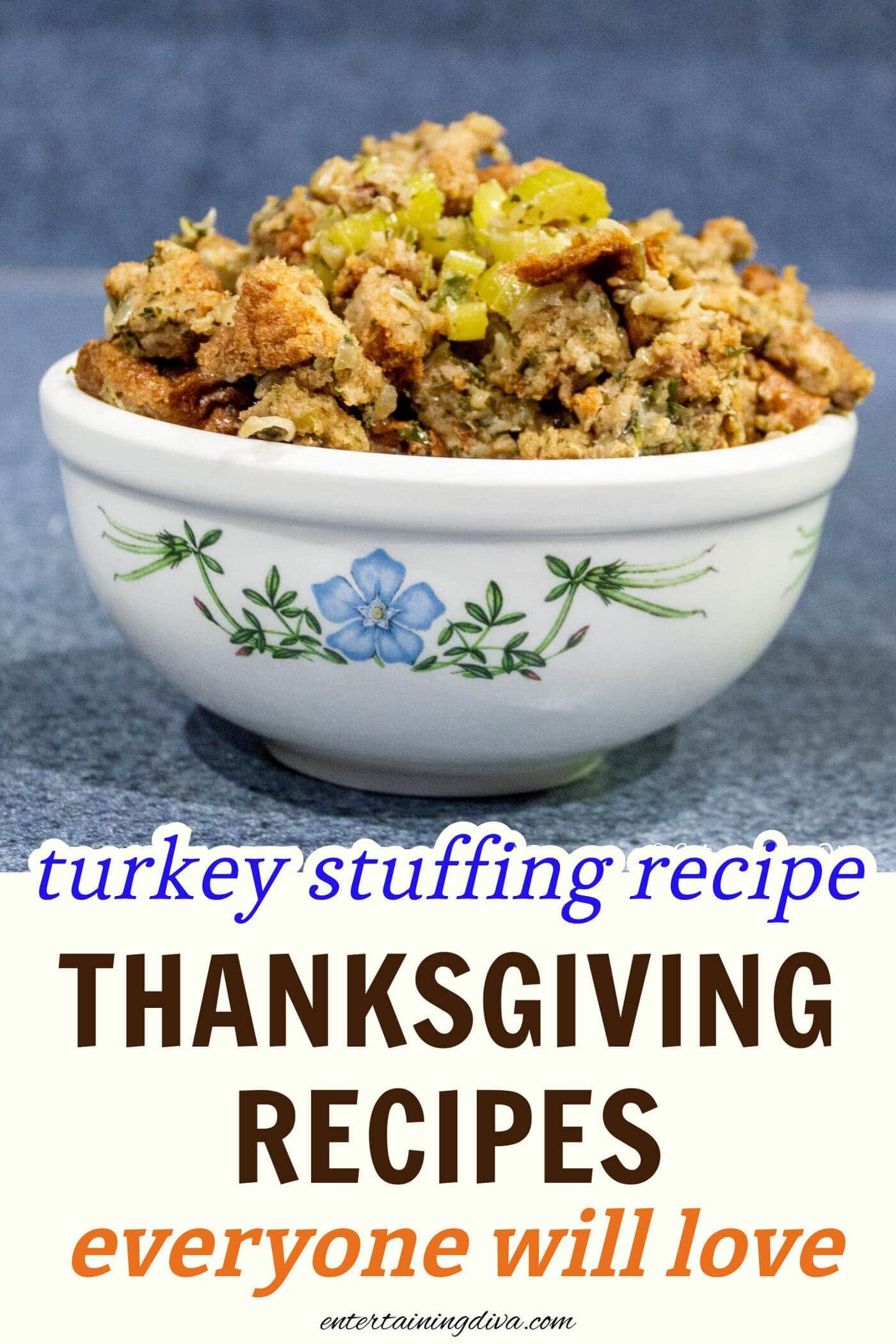 Old Fashioned Bread, Celery And Sage Turkey Stuffing (Or Dressing) in a bowl