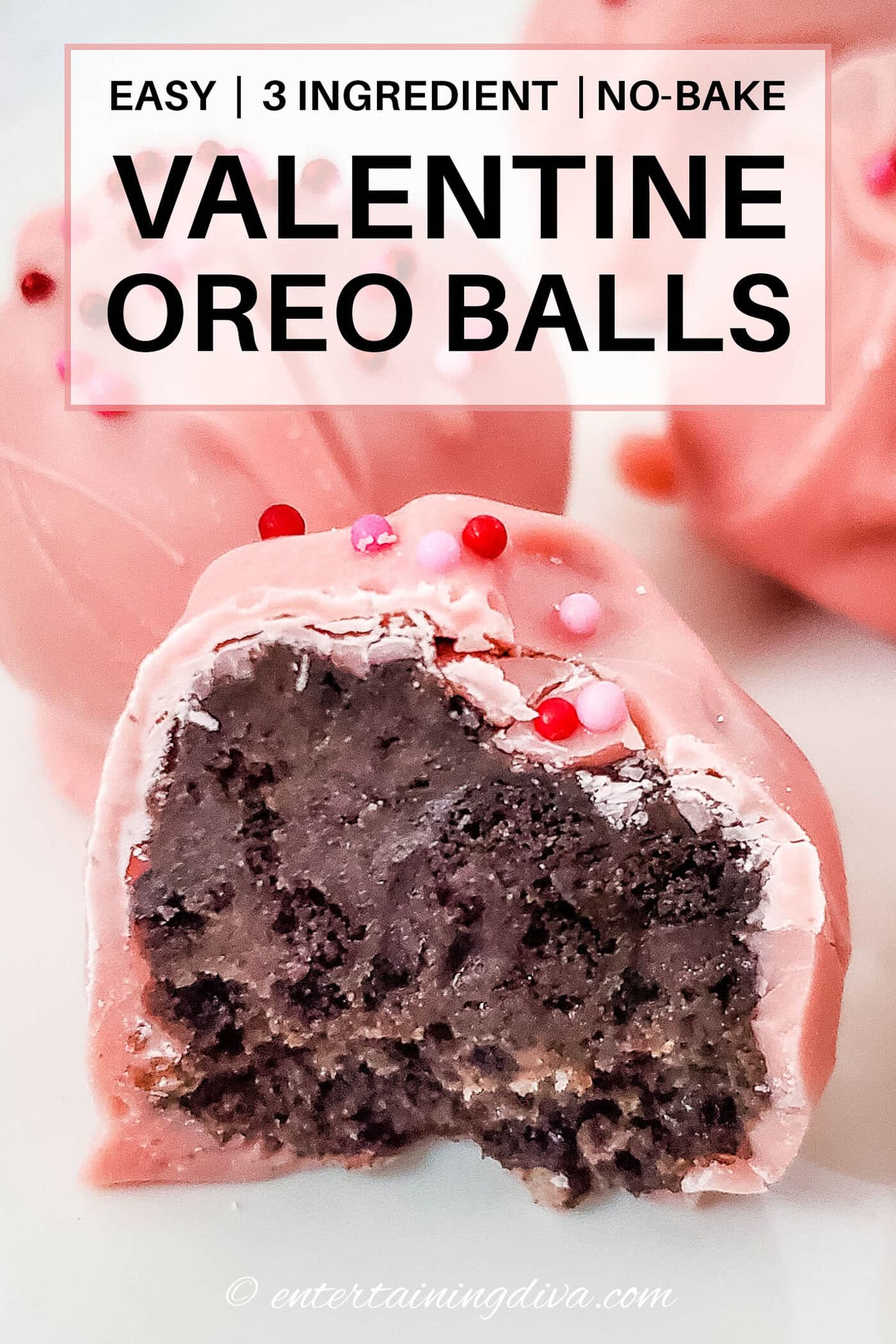 Close up of Valentine Oreo balls