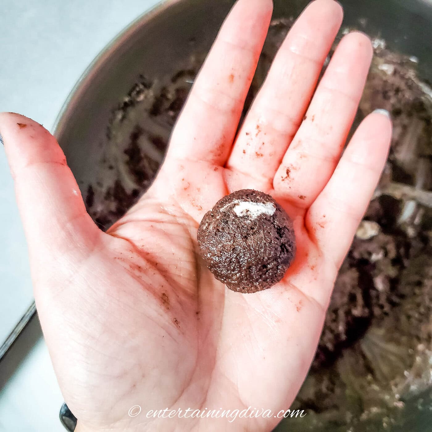 Oreo mixture rolled into a ball