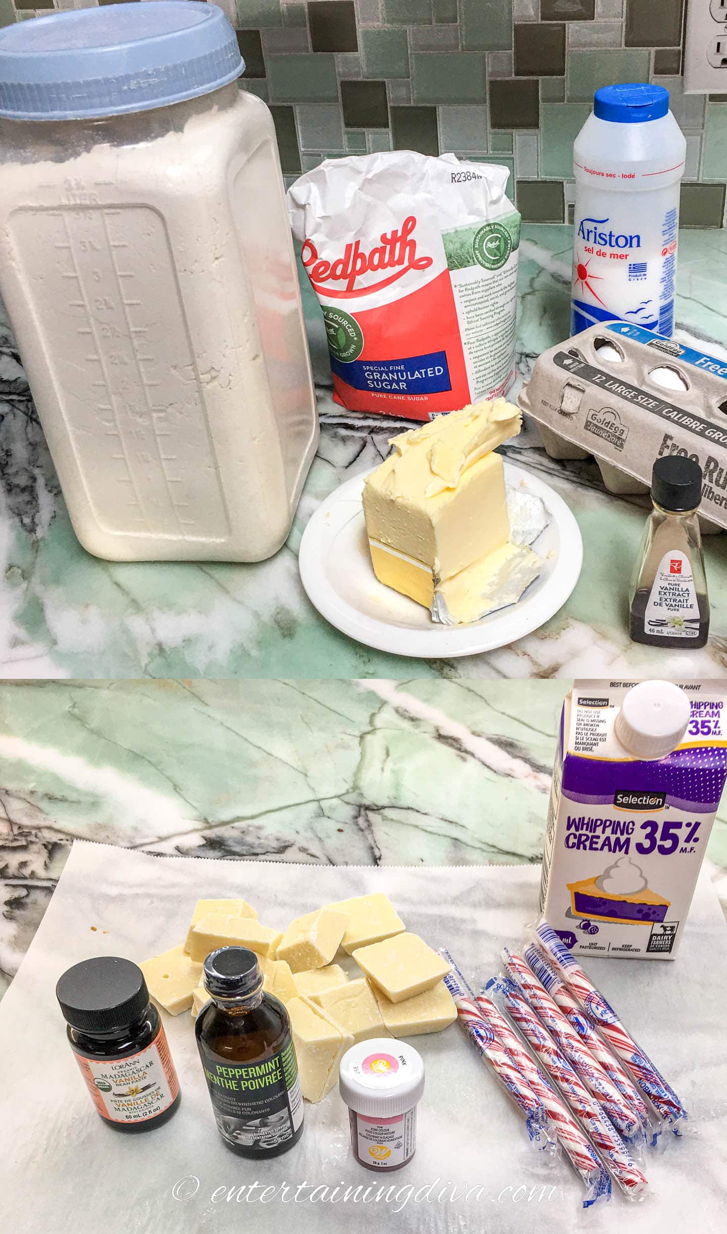 white chocolate peppermint thumbprint cookie ingredients
