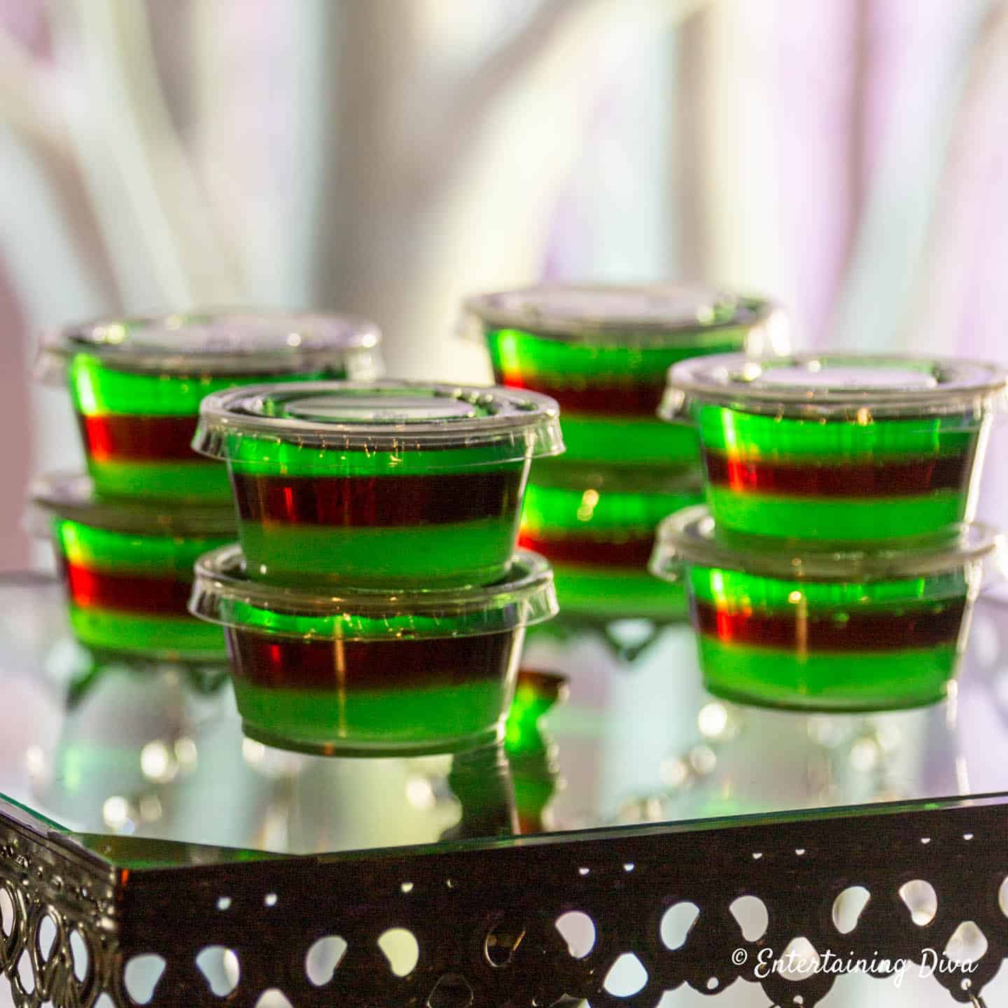 Purple hooter layered jello shots