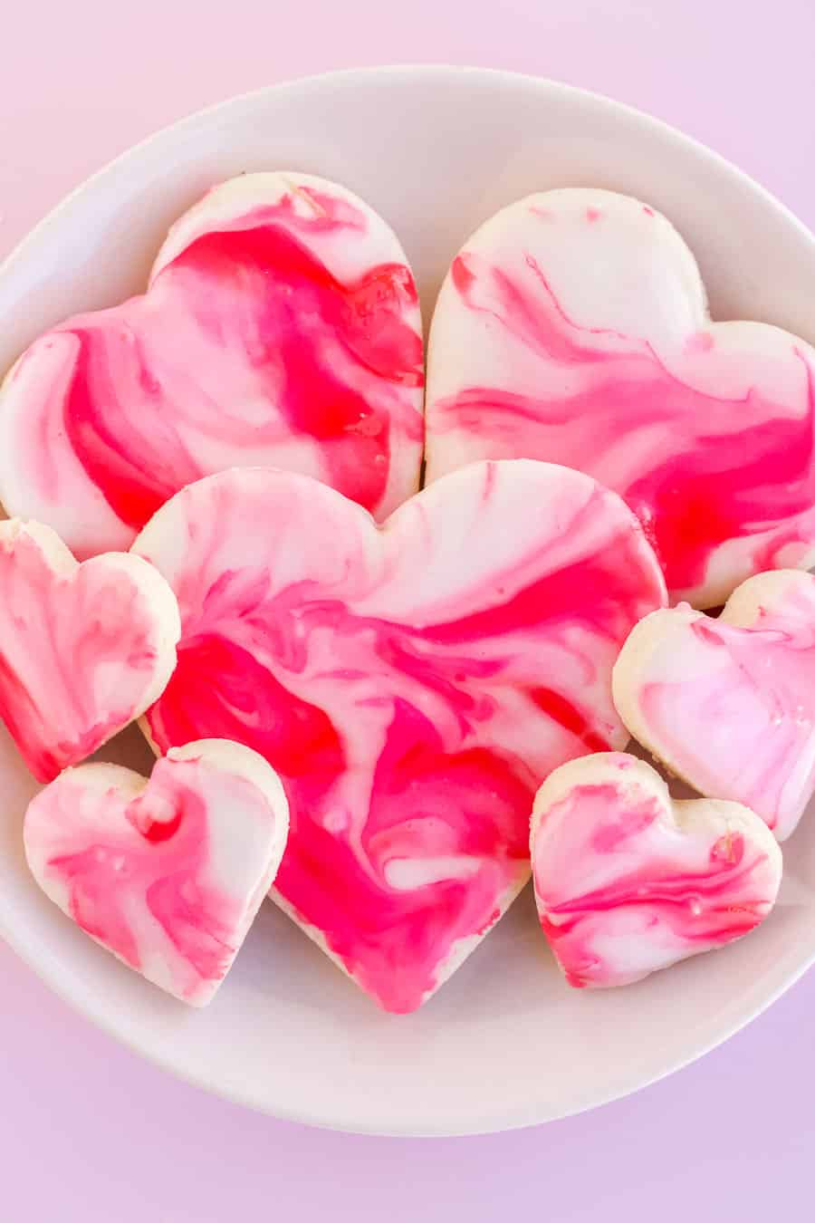 Heart marble cookies