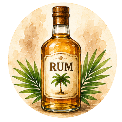 watercolor rum bottle
