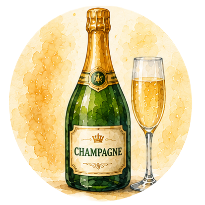 watercolor champagne bottle