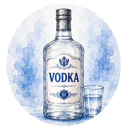 watercolor vodka bottle