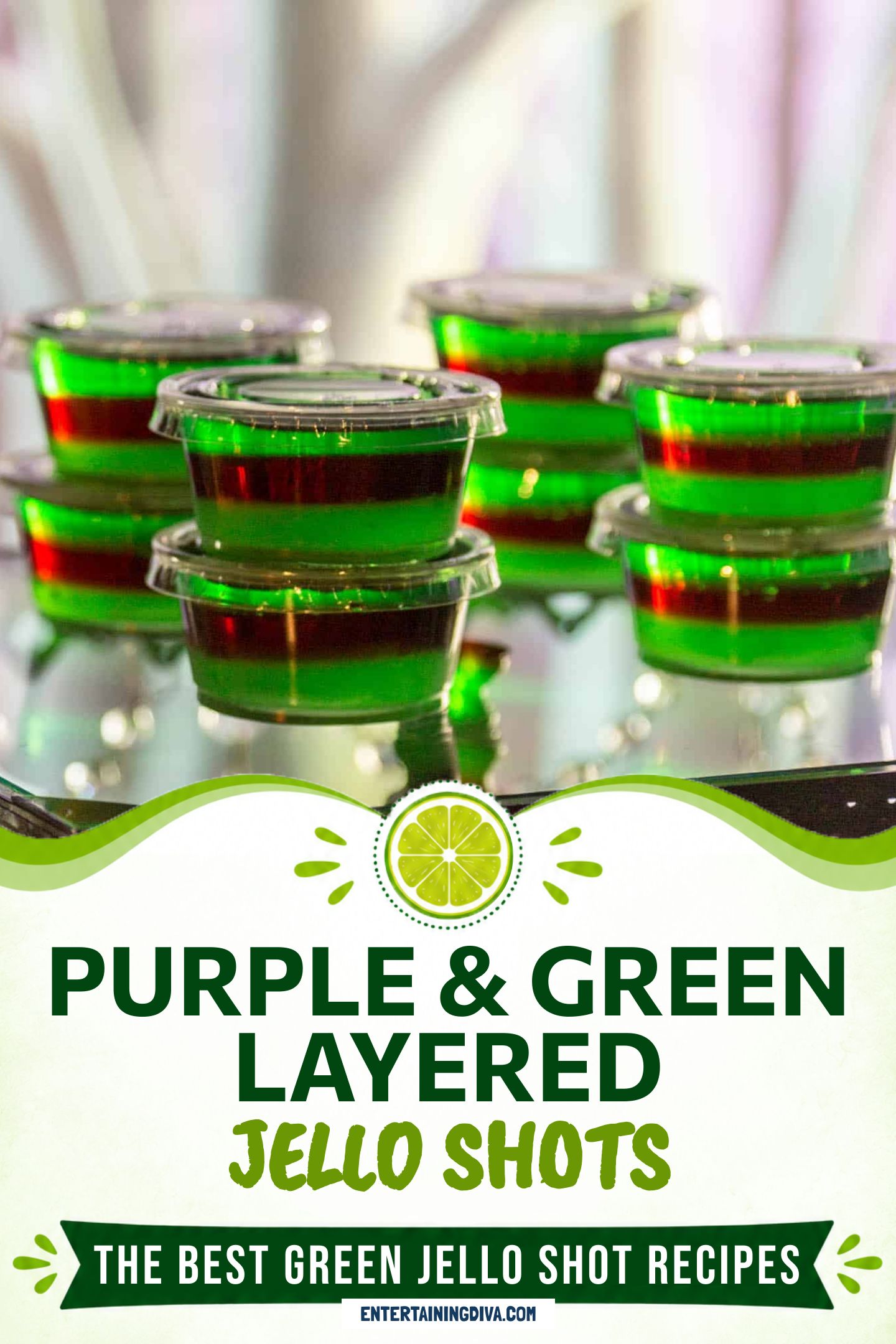 Purple and green layered Jello shots