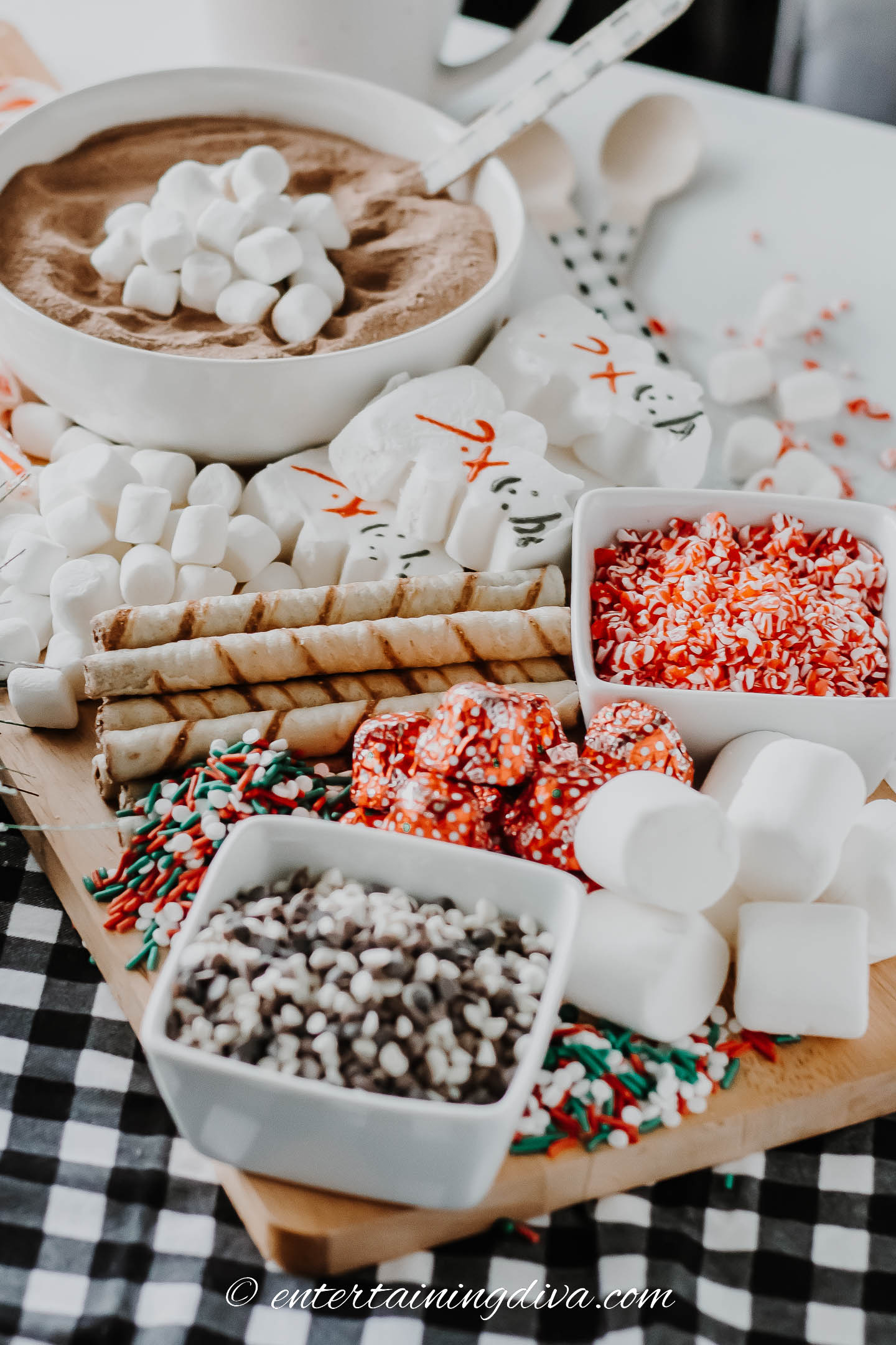 hot chocolate mix in a bowl on a cutting board