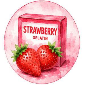 strawberry gelatin box illustration