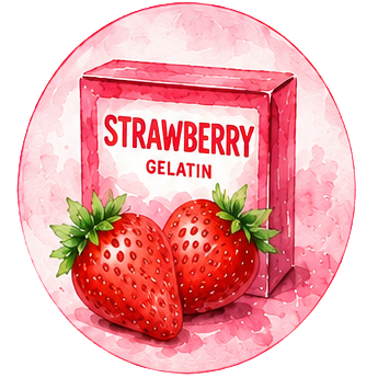 strawberry gelatin box illustration