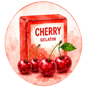 cherry gelatin box illustration